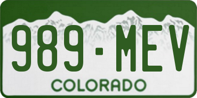 CO license plate 989MEV