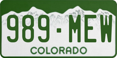 CO license plate 989MEW