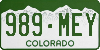 CO license plate 989MEY