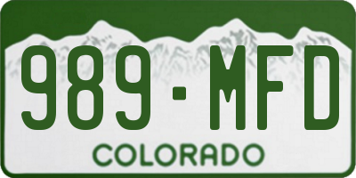 CO license plate 989MFD