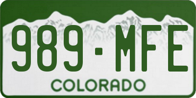 CO license plate 989MFE