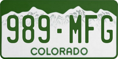 CO license plate 989MFG