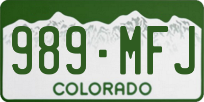 CO license plate 989MFJ