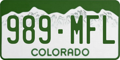 CO license plate 989MFL