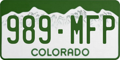 CO license plate 989MFP