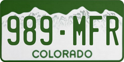 CO license plate 989MFR