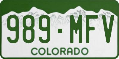 CO license plate 989MFV