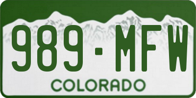 CO license plate 989MFW