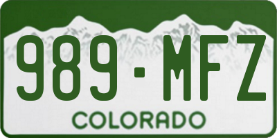 CO license plate 989MFZ