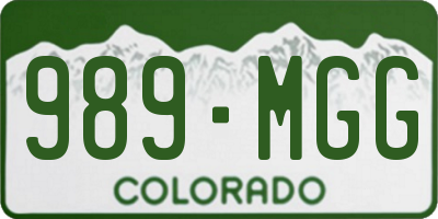 CO license plate 989MGG