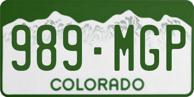 CO license plate 989MGP