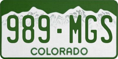 CO license plate 989MGS