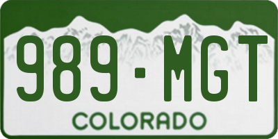 CO license plate 989MGT
