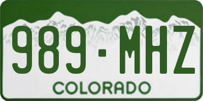 CO license plate 989MHZ