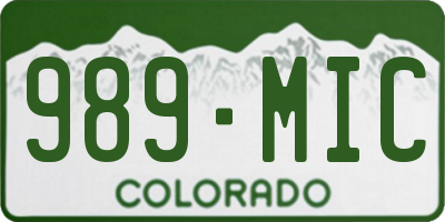 CO license plate 989MIC