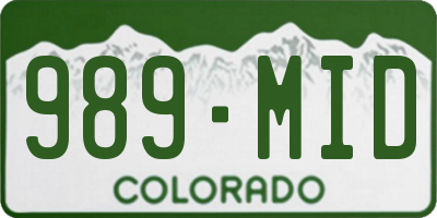 CO license plate 989MID