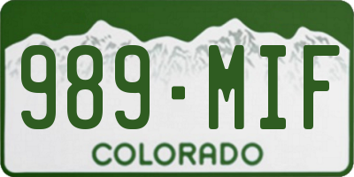 CO license plate 989MIF
