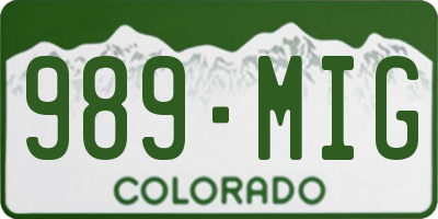 CO license plate 989MIG