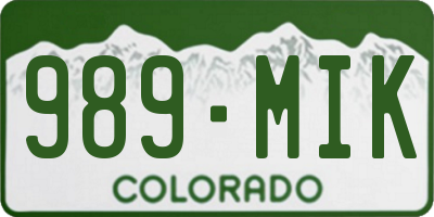 CO license plate 989MIK