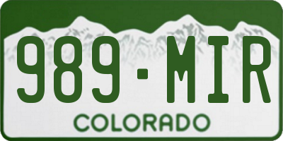 CO license plate 989MIR