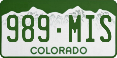 CO license plate 989MIS