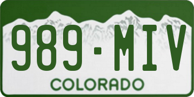 CO license plate 989MIV