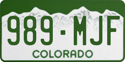 CO license plate 989MJF