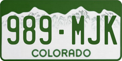 CO license plate 989MJK