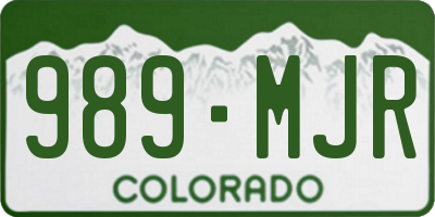 CO license plate 989MJR