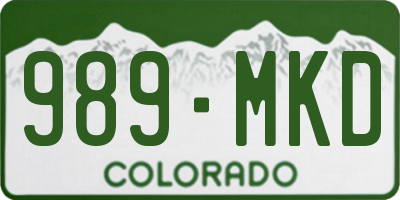 CO license plate 989MKD