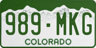 CO license plate 989MKG