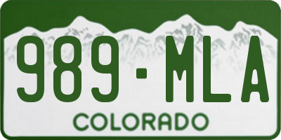CO license plate 989MLA