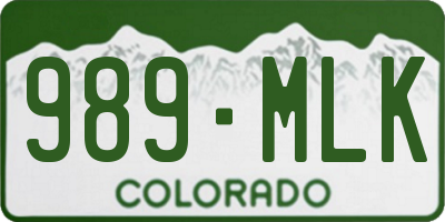 CO license plate 989MLK