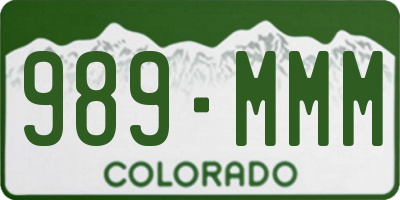 CO license plate 989MMM