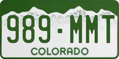 CO license plate 989MMT
