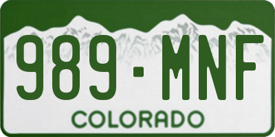 CO license plate 989MNF