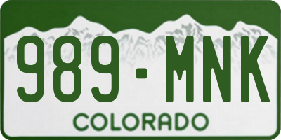 CO license plate 989MNK