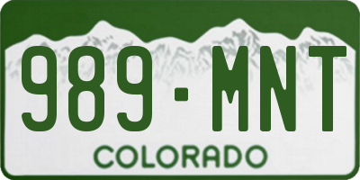 CO license plate 989MNT