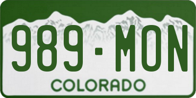 CO license plate 989MON