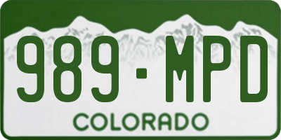 CO license plate 989MPD