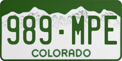 CO license plate 989MPE