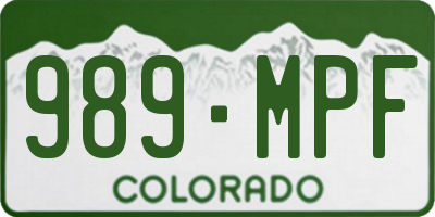 CO license plate 989MPF