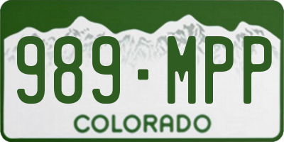 CO license plate 989MPP