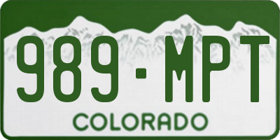 CO license plate 989MPT