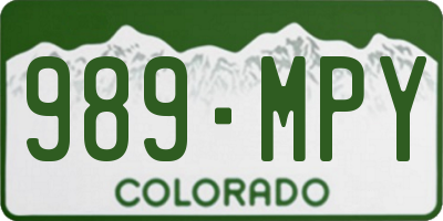CO license plate 989MPY