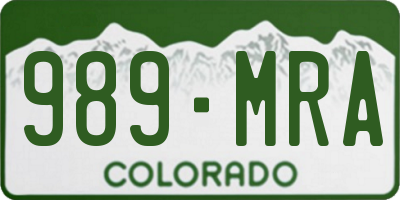 CO license plate 989MRA