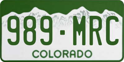 CO license plate 989MRC