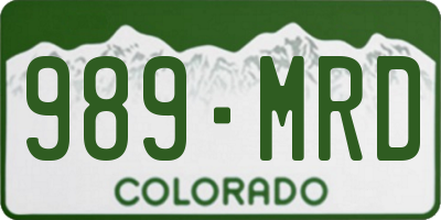 CO license plate 989MRD