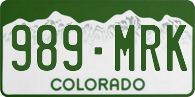 CO license plate 989MRK