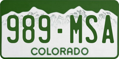 CO license plate 989MSA